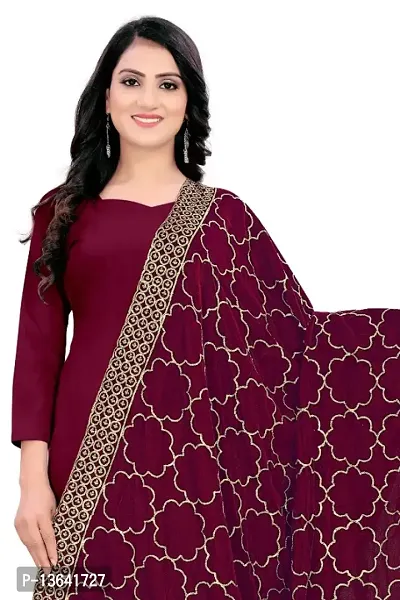 Maroon Colour Velvet Dupatta-thumb0