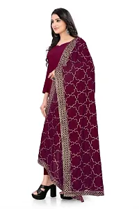 Maroon Colour Velvet Dupatta-thumb2