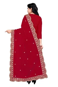 Red Colour Velvet Dupatta-thumb1