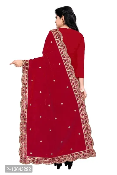 Red Colour Velvet Dupatta-thumb2