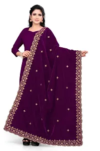 Wine Colour Velvet Dupatta-thumb2