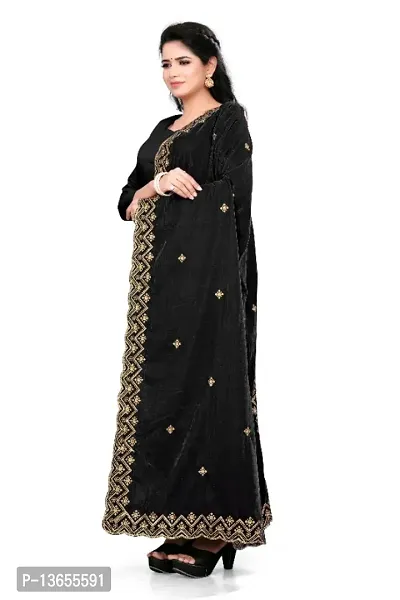 Black  Colour Velvet Dupatta-thumb2