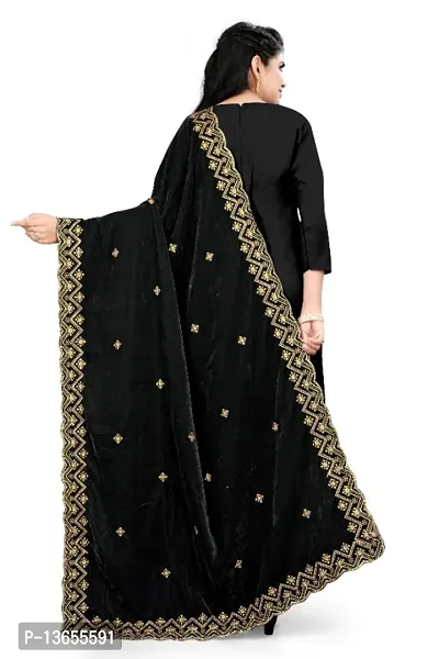 Black  Colour Velvet Dupatta-thumb3