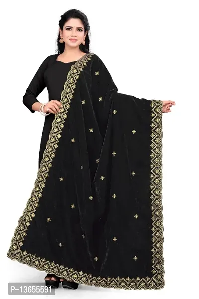 Black  Colour Velvet Dupatta-thumb4