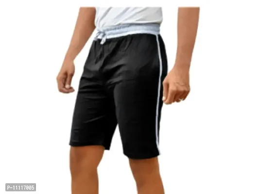 Comfortable Cotton Navy Blue And Black Solid Regular Fit Shorts For Men -Pack Of 2-thumb3