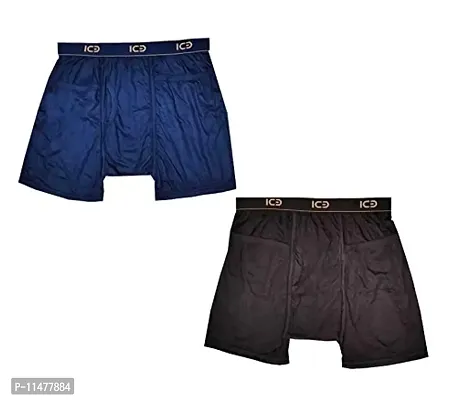 ICB Men's Cotton Fine Pocket Trunks Combo Grey,Blue(Pack of 2)-75cm-thumb0