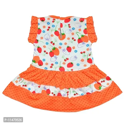 SVS Baby Girl's Cotton Casual Frock and Panty (Orange, 6-12 Months)-thumb3