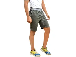 Comfortable Cotton Navy Blue And Grey Solid Regular Fit Shorts For Men -Pack Of 2-thumb2