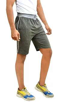 Motus Men's Cotton Grey Color Drawstring Casual Shorts-thumb2