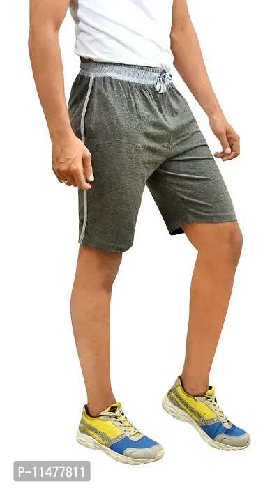 Motus Men's Cotton Grey Color Drawstring Casual Shorts-thumb3