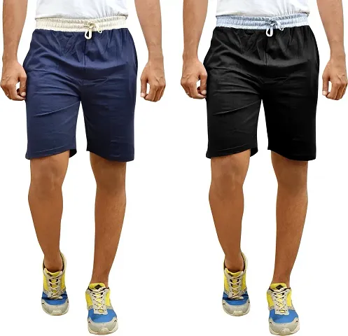 Comfortable And Solid Regular Fit Shorts For Men -Pack Of 2