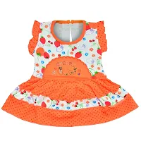 SVS Baby Girl's Cotton Casual Frock and Panty (Orange, 6-12 Months)-thumb1