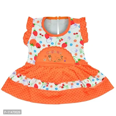 SVS Baby Girl's Cotton Casual Frock and Panty (Orange, 6-12 Months)-thumb2