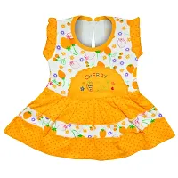 SVS Baby's Girl's Cotton Casual Frock and Panty (Yellow, 6-12 Months)-thumb1