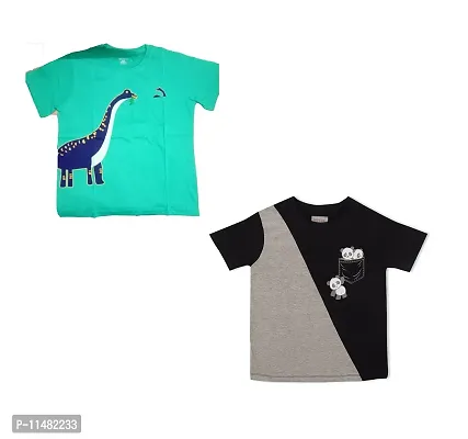 Motus Boys Printed DesignT-Shirt (11-12 Years, grn+blk)-thumb0