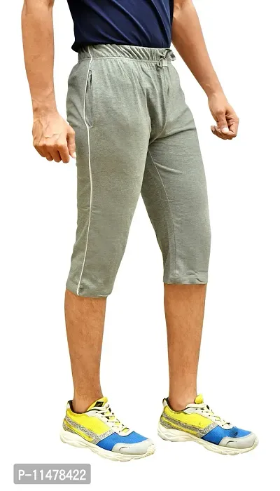 Motus Mens Cotton Casual 3/4 Shorts - Grey-thumb3