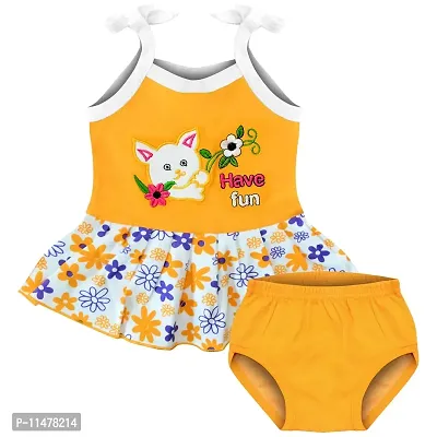 SVS Baby Girl's Casual Cotton Top and Panty (Yellow)