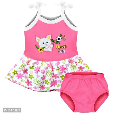 SVS Baby Girl's Casual Cotton Top and Panty (Pink, 6-12 Months)