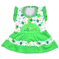 SVS Baby's Girl's Cotton Casual Frock and Panty (Green, 6-12 Months)-thumb1