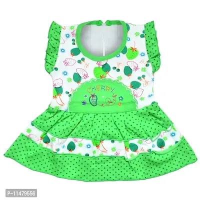 SVS Baby's Girl's Cotton Casual Frock and Panty (Green, 6-12 Months)-thumb2