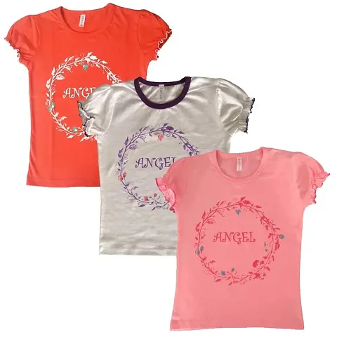 Motus Girl's T-Shirt (BTD-GIRLS-PUF-3-9-10Y_Multicolor_9 Years-10 Years)