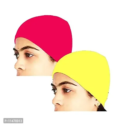 Motus Women's Cotton Cap (Pack of 2) (BTCW_DPINK_YELLOW_D Pink Yellow_Free Size)-thumb0
