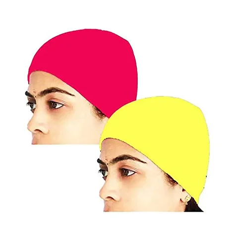 Motus Women's Cotton Cap (Pack of 2) (BTCW_DPINK_YELLOW_D Pink Yellow_Free Size)