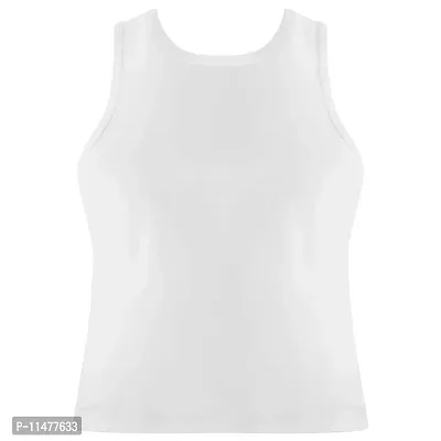 EverKing Men's Cotton Roundneck Sleeveless White Vest Combo (Pack of 5)-thumb2