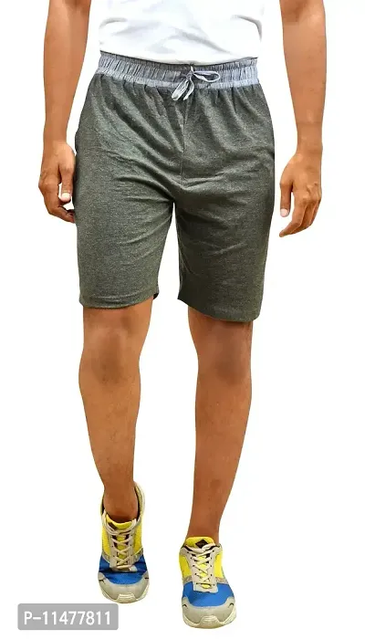 Motus Men's Cotton Grey Color Drawstring Casual Shorts-thumb0