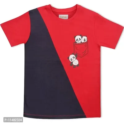 Motus Boys Printed DesignT-Shirt (9-10 Years, RED+Blue)-thumb2