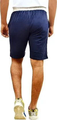 Comfortable Cotton Navy Blue And Black Solid Regular Fit Shorts For Men -Pack Of 2-thumb1