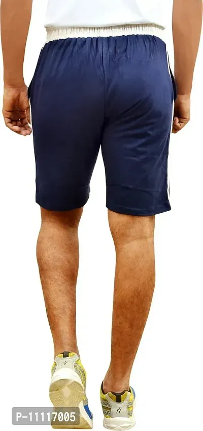 Comfortable Cotton Navy Blue And Black Solid Regular Fit Shorts For Men -Pack Of 2-thumb2