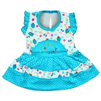 SVS Baby Girl's Cotton Casual Frock and Panty (Blue, 6-12 Month)-thumb1