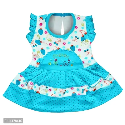 SVS Baby Girl's Cotton Casual Frock and Panty (Blue, 6-12 Month)-thumb2