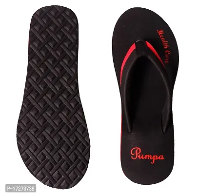 BElotna Ua 03 Doctor Soft Flat Ortho Care Orthopaedic Diabetic Comfort Dr Slippers and Flipflops For Women's and Girl's House Home Daily Use Chappal (Black Red, numeric_6)-thumb3
