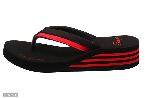 BElotna Ua 03 Doctor Soft Flat Ortho Care Orthopaedic Diabetic Comfort Dr Slippers and Flipflops For Women's and Girl's House Home Daily Use Chappal (Black Red, numeric_6)-thumb4