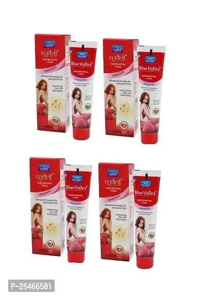 MEDANSH STORE BLUE VALLEY HAIR REMOVAL CREAM (Strawberry Vitamin E)- Pack of -4