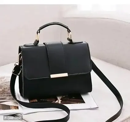 Stylish Black Artificial Leather Solid Sling Bags For Women-thumb0