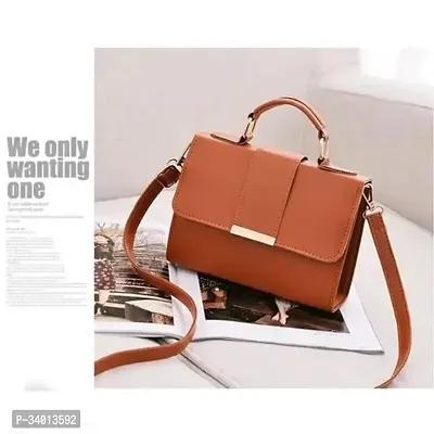 Stylish Brown Artificial Leather Solid Sling Bags For Women