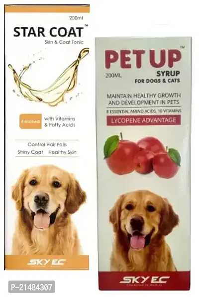 Star Coat Skin And Tonic Pet Health Supplements (200 Ml) And Petup Syrup 200 Ml Pet Health Supplements (200 Ml) Pack Of 2-thumb0