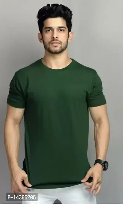 Men Solid Round Neck T-Shirt-thumb0