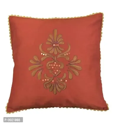 CANVASS? Decorative Designer Embroidered Dupion Silk Throw Pillow Cushion Covers -Multi Color; 16 x 16 inch Pack of 1 Piece