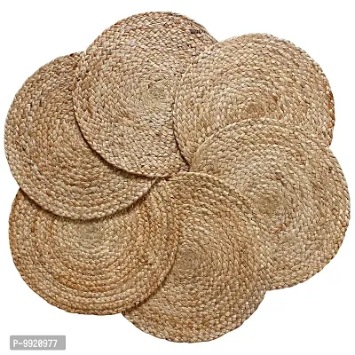 Dr.Soft Natural Jute Anti Slip Table Placemats 35 Cms Round, Set of 6-thumb2