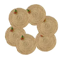 CANVASS? Braided Cotton Jute Placemats, 37 cm Round, for Center Table /Bed-Side Table, Dining Table/Shelves, Brown/Natural Color (Pack -2)-thumb4