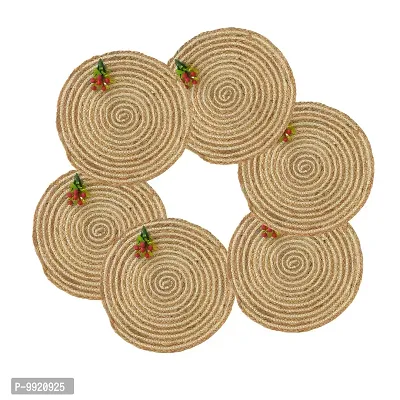 CANVASS? Braided Cotton Jute Placemats, 37 cm Round, for Center Table /Bed-Side Table, Dining Table/Shelves, Brown/Natural Color (Pack -2)-thumb5