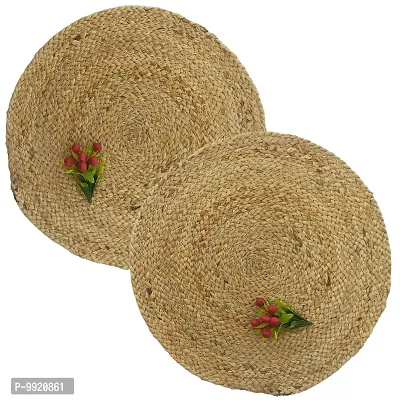 CANVASS? Braided Jute Placemats, 35 cm Round, Best for Center Table /Bed-Side Table, Dining Table/Shelves, Natural Beige (Natural Color) (Pack -1)-thumb0