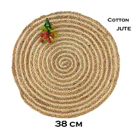 CANVASS? Braided Cotton Jute Placemats, 37 cm Round, for Center Table /Bed-Side Table, Dining Table/Shelves, Brown/Natural Color (Pack -2)-thumb2