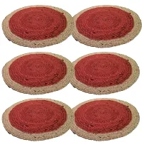 CANVASS? Braided Cotton Jute Placemats, 37 cm Round, for Center Table /Bed-Side Table, Dining Table/Shelves, Red/Natural Color (Pack -1)-thumb2