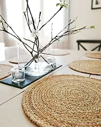 CANVASS? Braided Jute Placemats, 35 cm Round, Best for Center Table /Bed-Side Table, Dining Table/Shelves, Natural Beige (Natural Color) (Pack -1)-thumb3