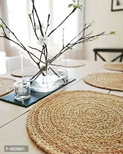 CANVASS? Braided Jute Placemats, 35 cm Round, Best for Center Table /Bed-Side Table, Dining Table/Shelves, Natural Beige (Natural Color) (Pack -1)-thumb4